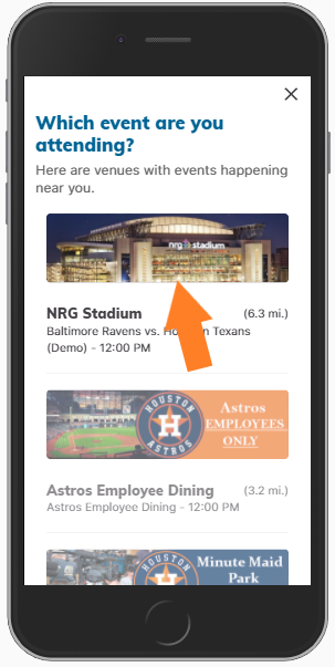 Customer App Venue Screen With Arrow