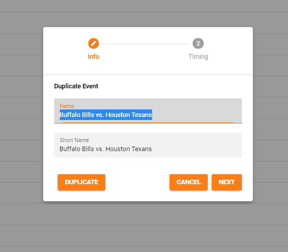 Management App Event Name Text Fields