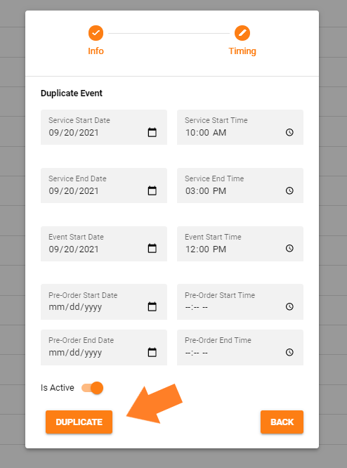 Management App Event Start Times Page Rev.01