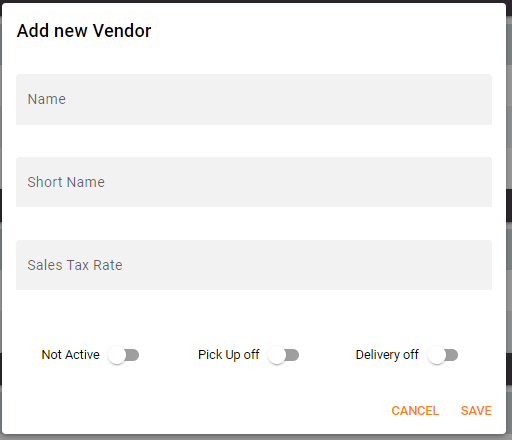 Management App Vendor Creation Fields